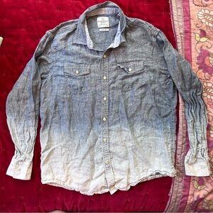 Tommy Bahama Blue to White Ombre 100% Linen Long Sleeve Modern Island Fit Shirt